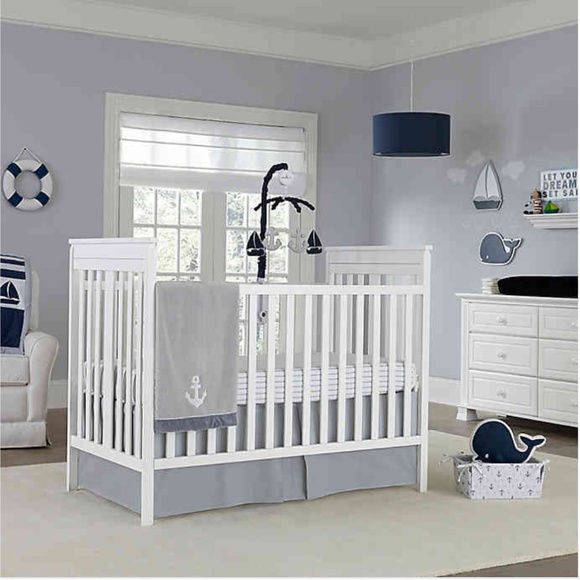 Nautica Kids Mix & Match Crib Skirt in Grey - Picture 1 of 4